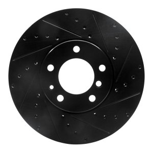 BMW 850CI Brake Rotor (1) - Front Right - R1 Concepts - Drilled & Slotted - Black - `91-`01